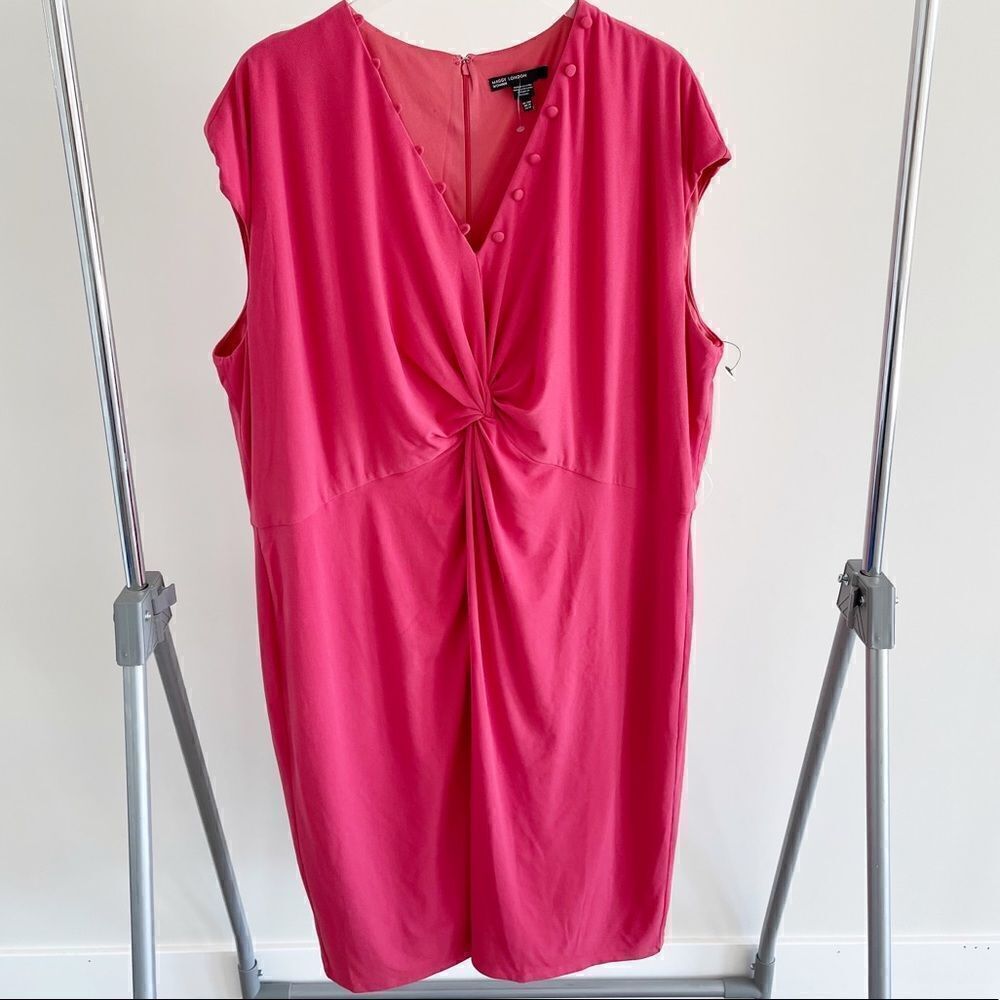 Maggy London Pink Midi V-Neckline Dress 24W